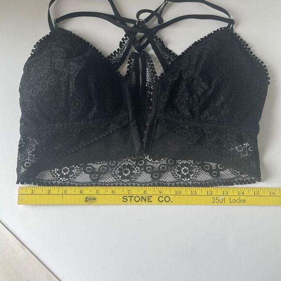 Aerie Front‎ Closure Black Lace Strappy Bra-let - Picture 3 of 10